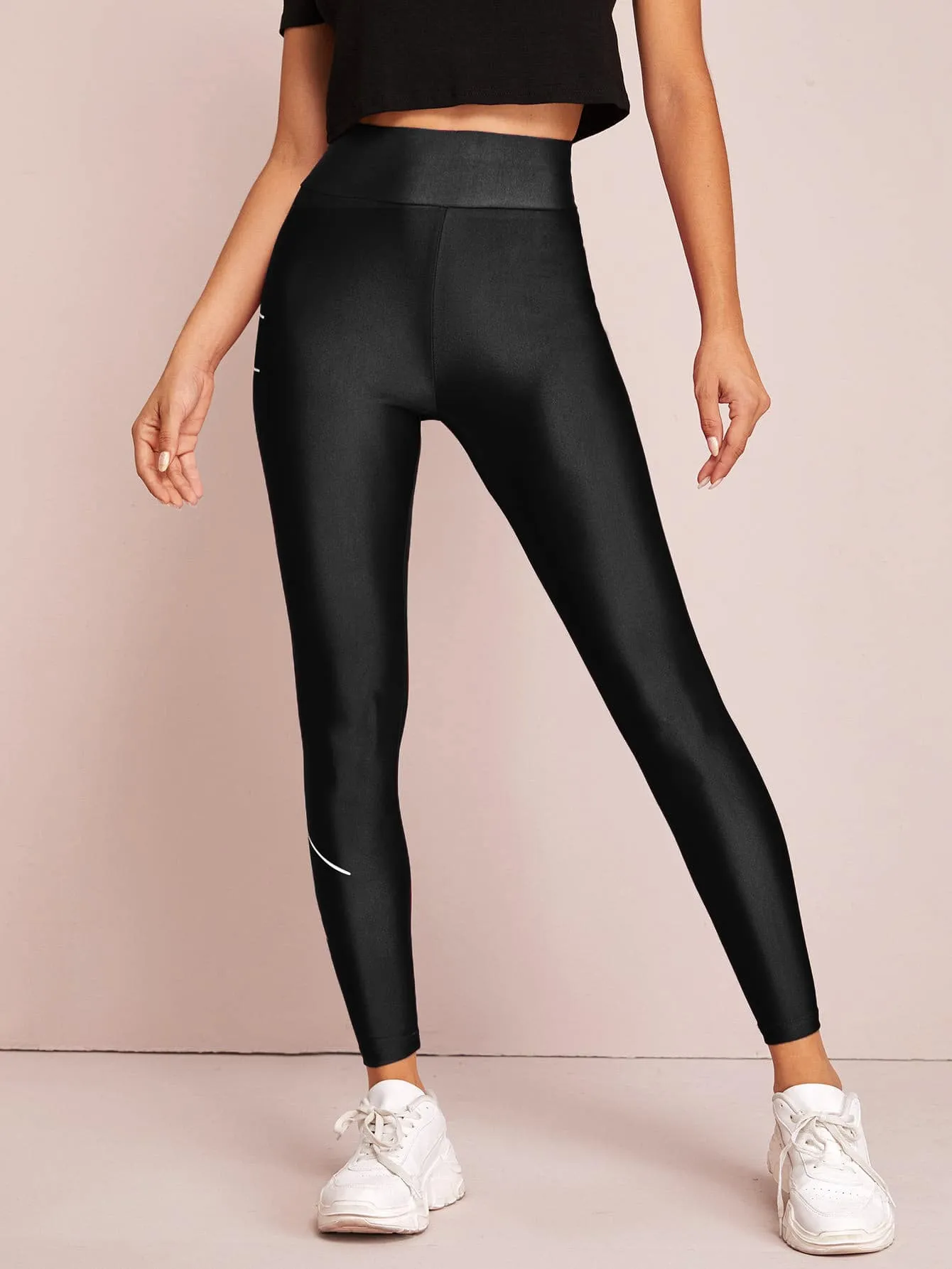 Sporty Slogan Long Women Leggings