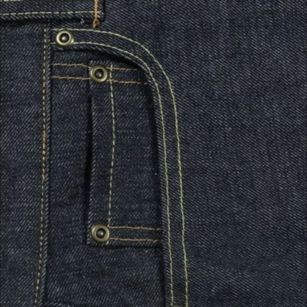 Straight mid-waist self-edge jeans
 for men