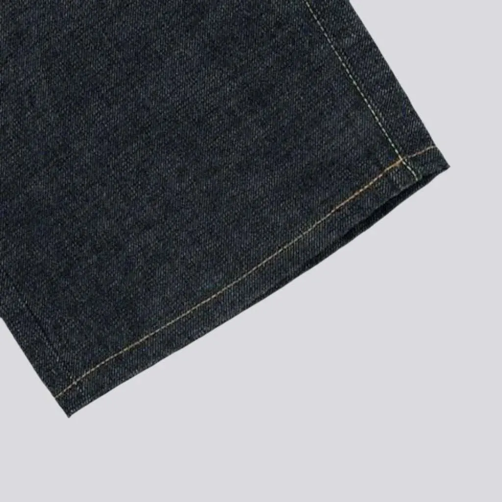 Straight mid-waist self-edge jeans
 for men