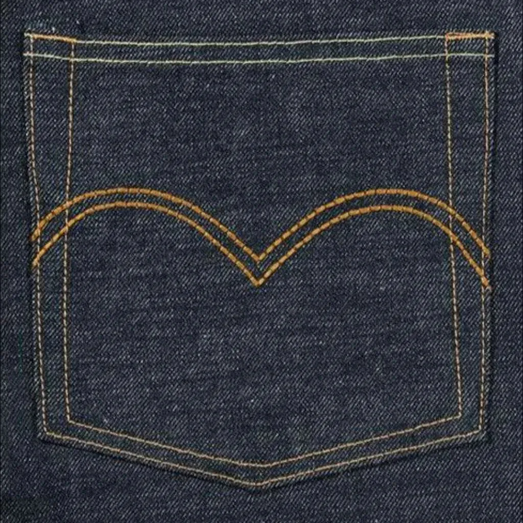 Straight mid-waist self-edge jeans
 for men