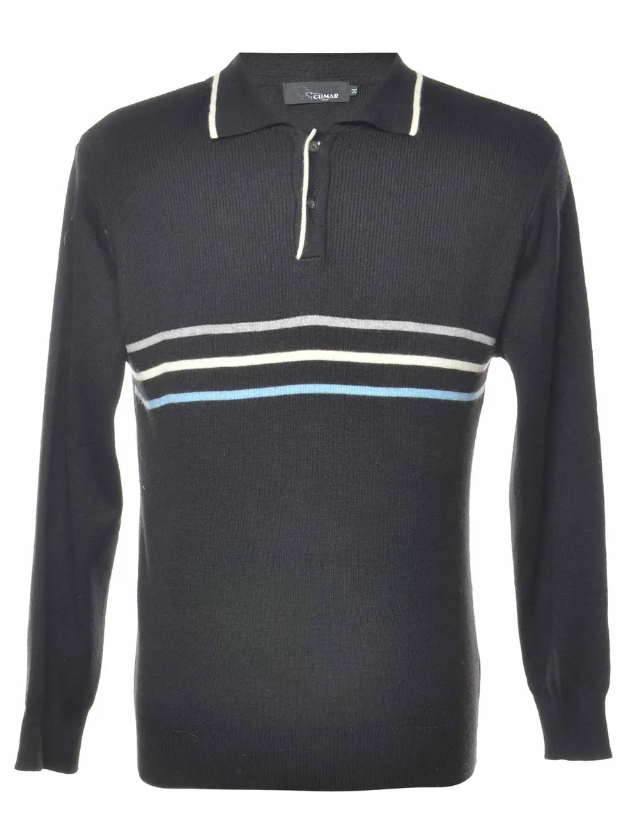 Striped Black Jumper - M