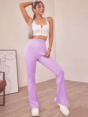 Stylish Lavender Ribbed Pants