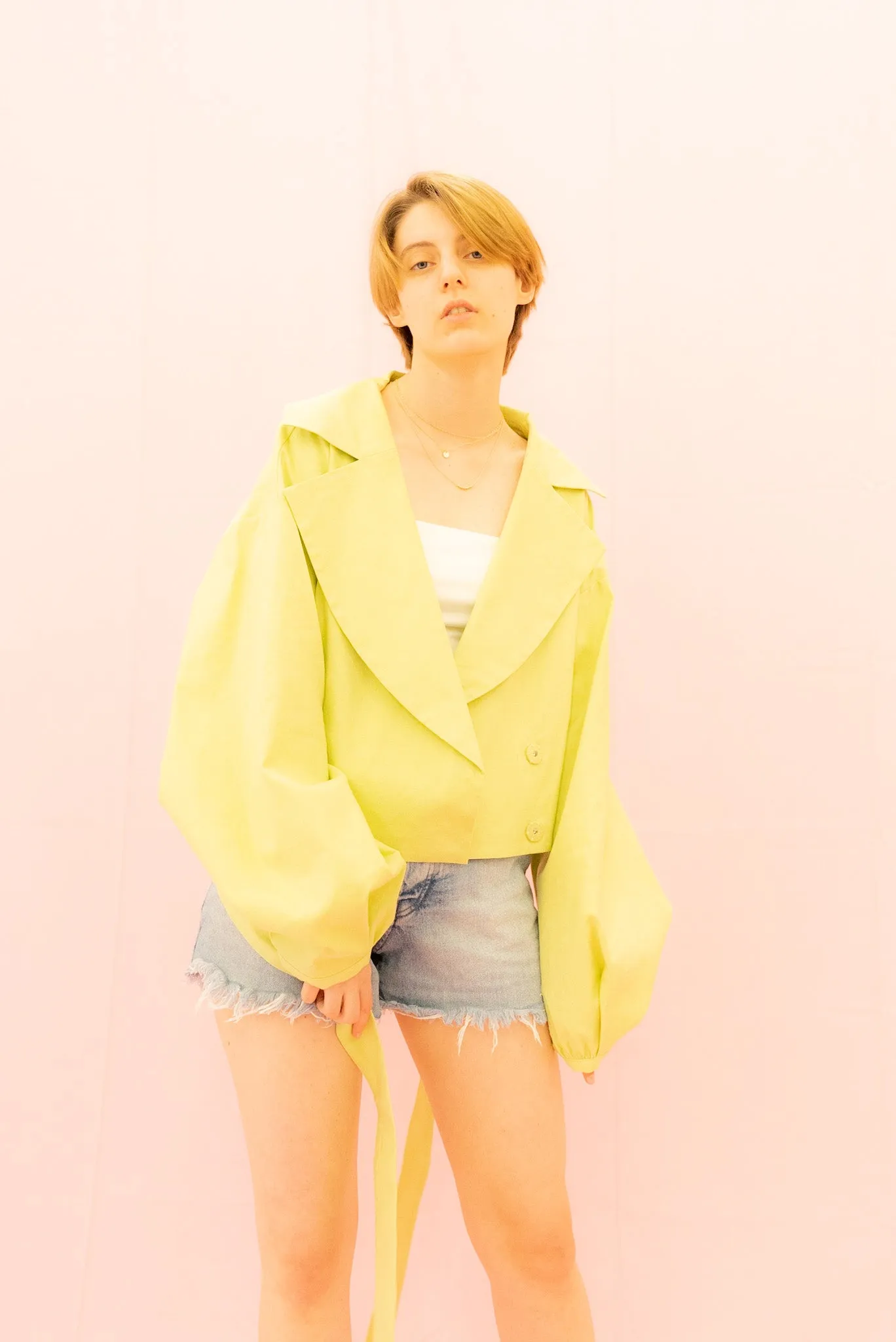 Sustainable Oversized Cropped Linen Jacket