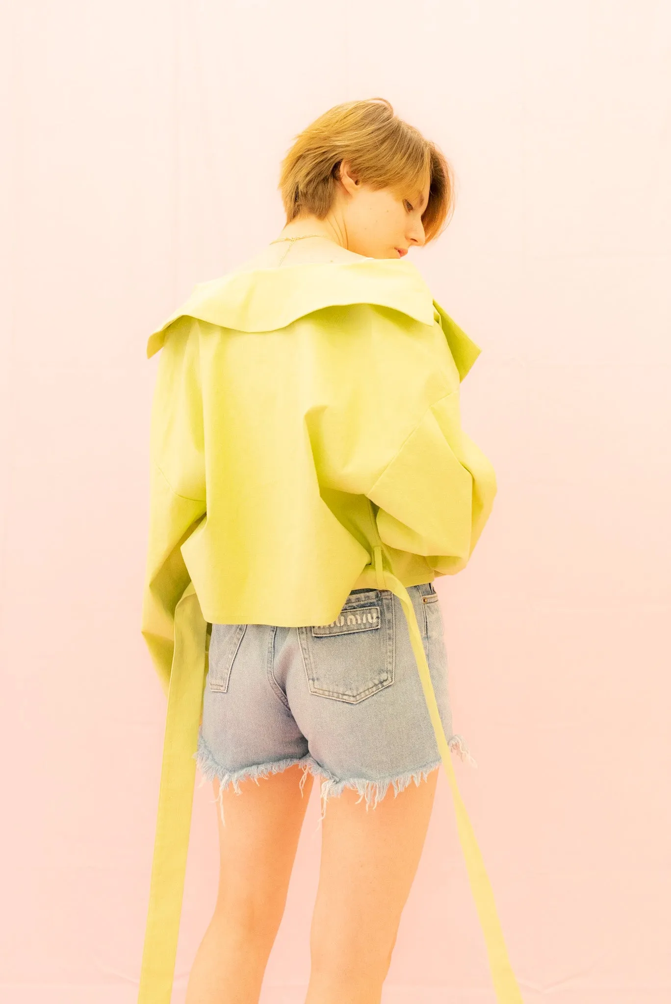 Sustainable Oversized Cropped Linen Jacket