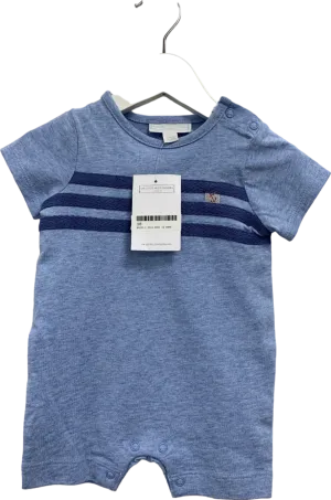 The Little White Company Blue Stripe Detail Romper 3-6 Months