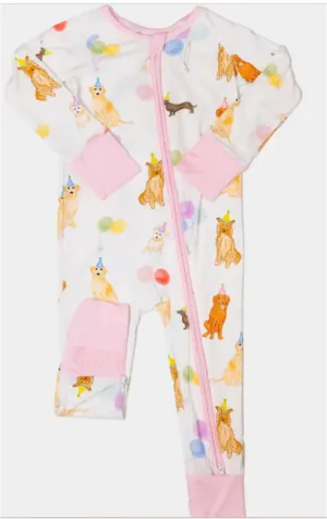 The Uptown Baby - Dog Party Romper Pink