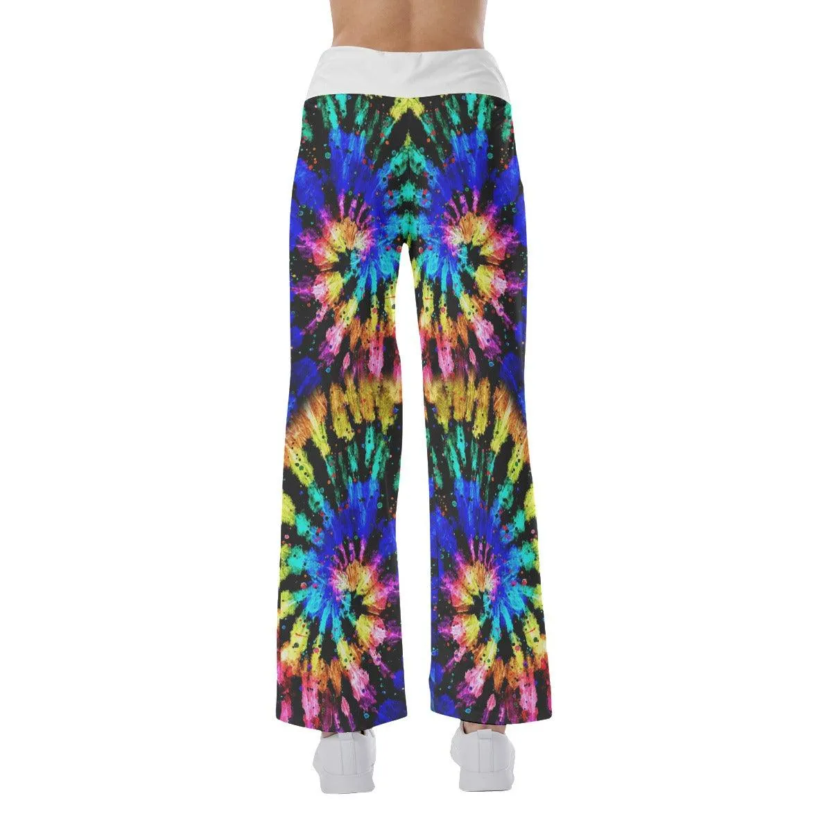 Tornado Effect Rainbow Skull Mom High-waisted Wide Leg Pants