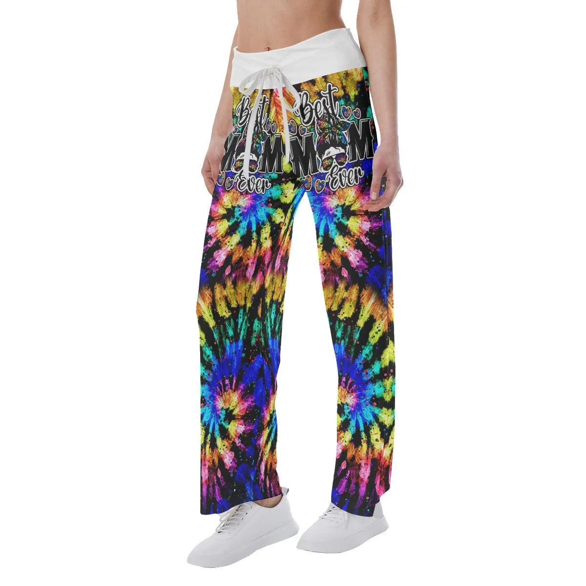 Tornado Effect Rainbow Skull Mom High-waisted Wide Leg Pants