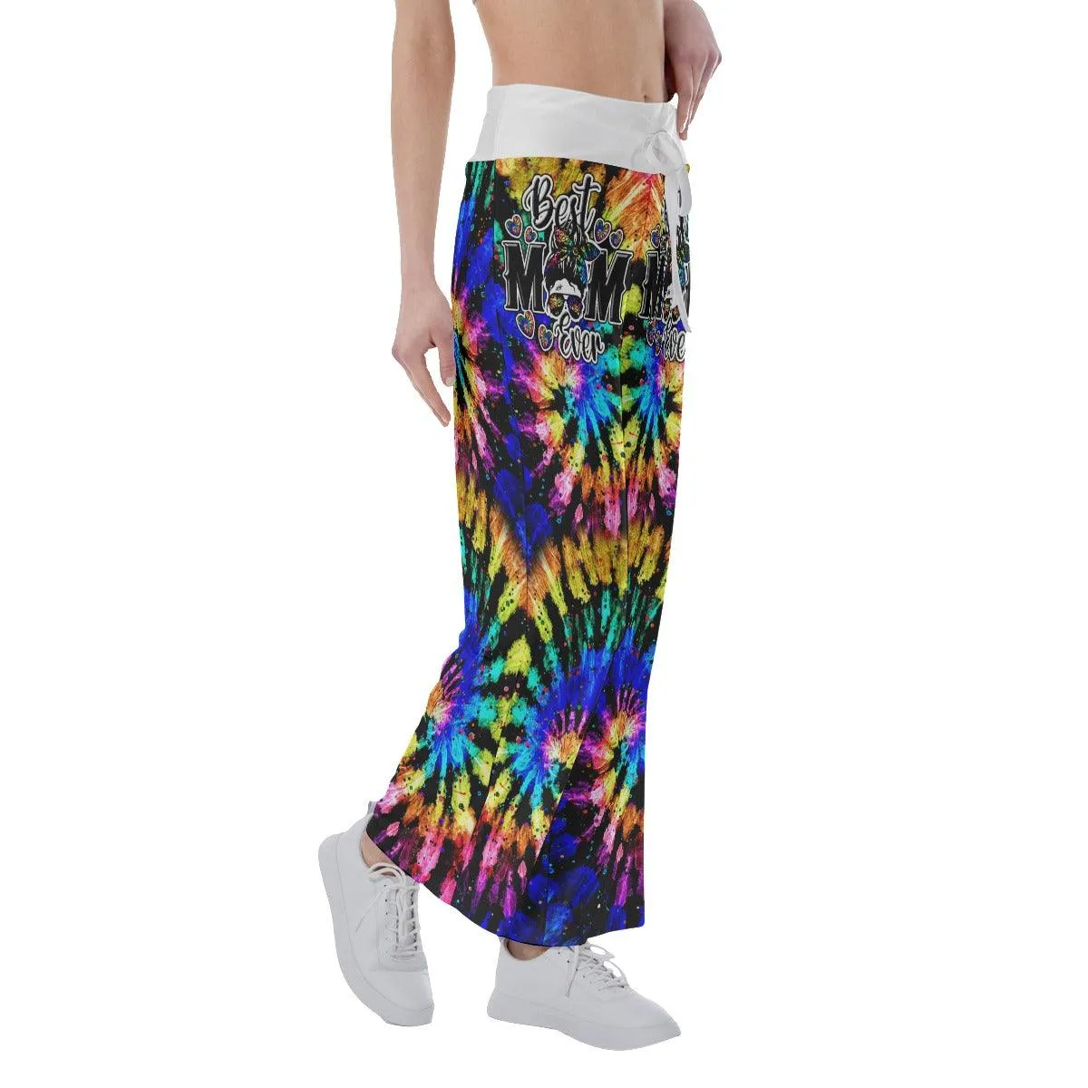 Tornado Effect Rainbow Skull Mom High-waisted Wide Leg Pants