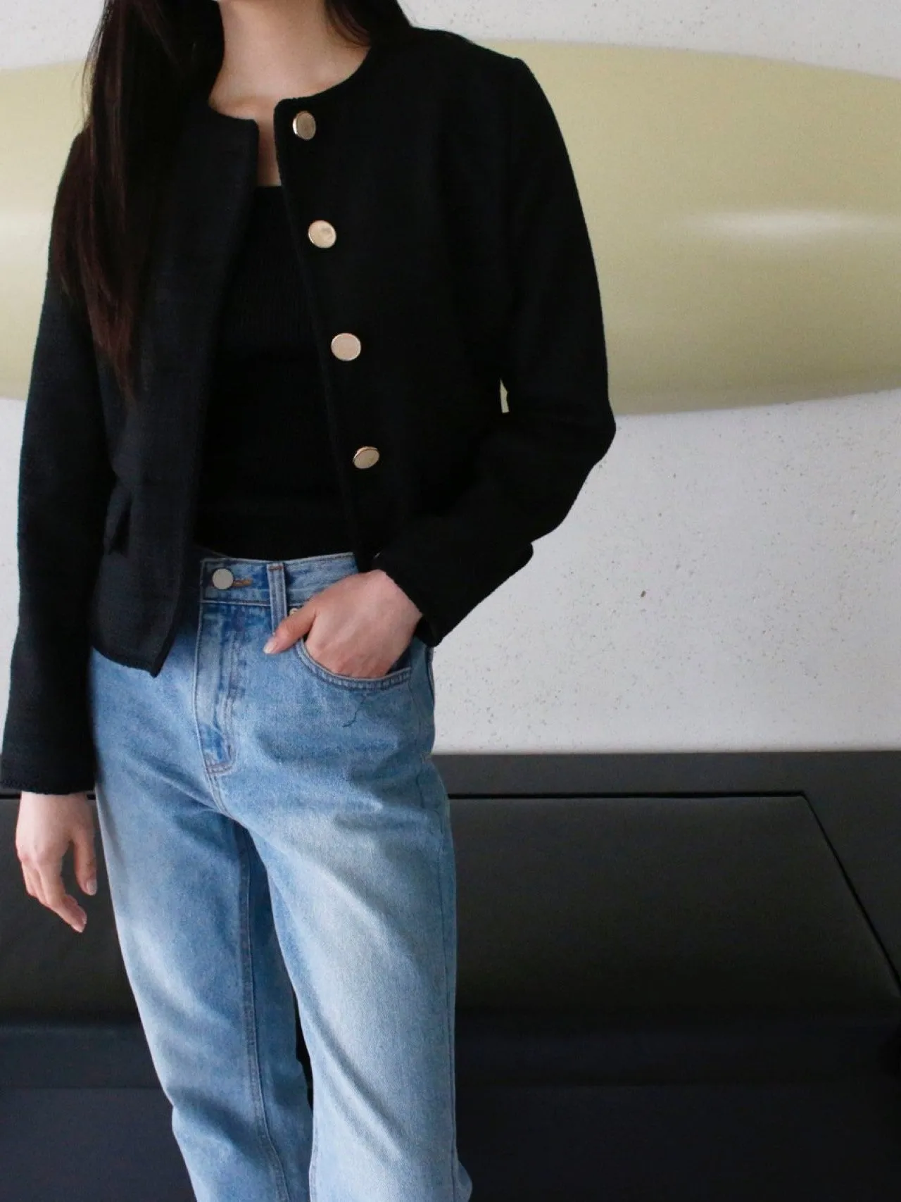 TWEED JACKET WITH GOLD BUTTONS