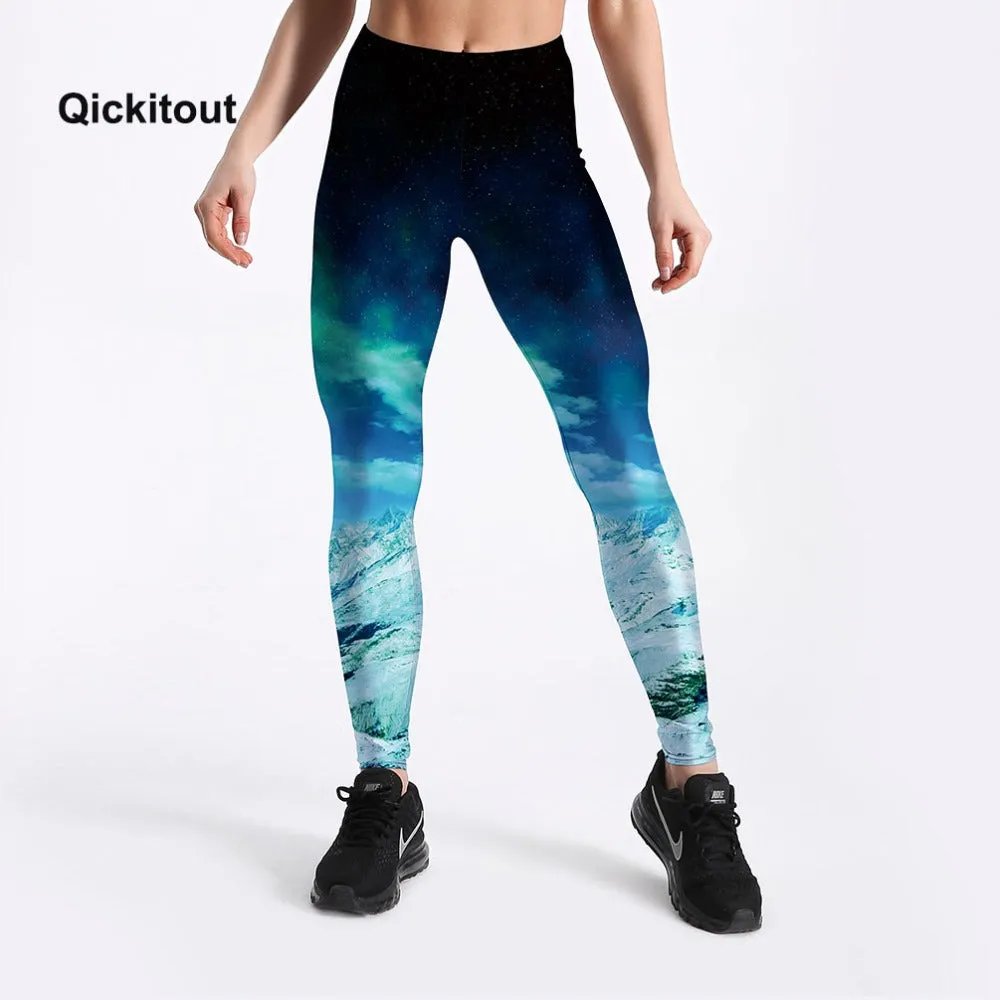 VenusFox Fashion Digital Print Ice and Snow Fitness Leggings