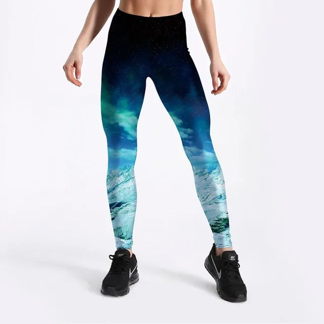 VenusFox Fashion Digital Print Ice and Snow Fitness Leggings