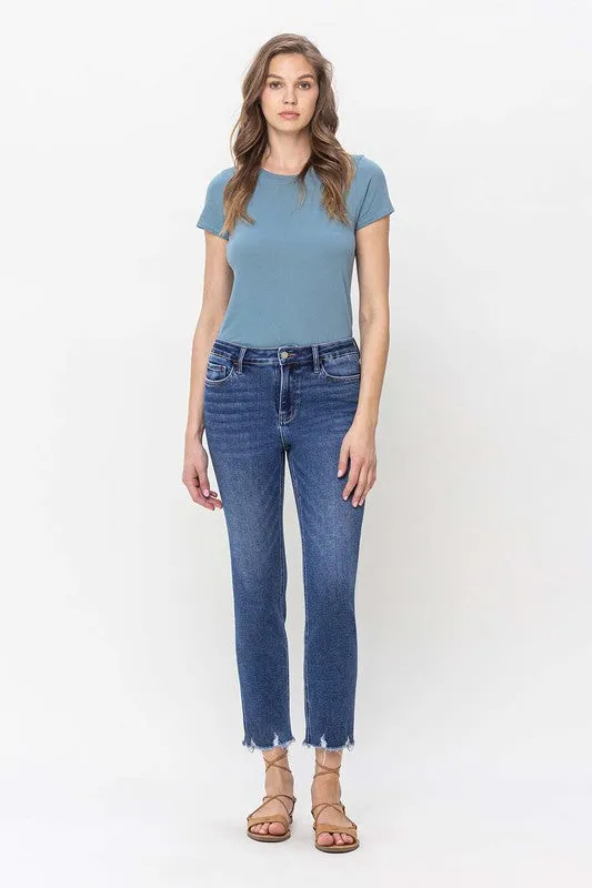 VERVET BY FLYING MONKEY JEANNE HIGH RISE CROP SLIM STRAIGHT JEANS