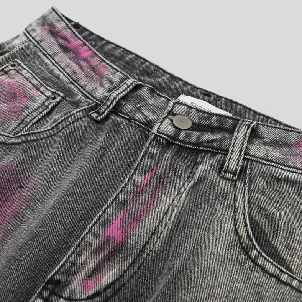 Vintage pink-stains jeans
 for women