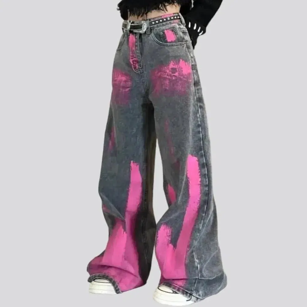 Vintage pink-stains jeans
 for women
