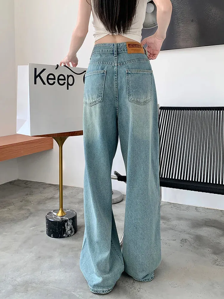 Vintage Washed Wide Leg Jeans