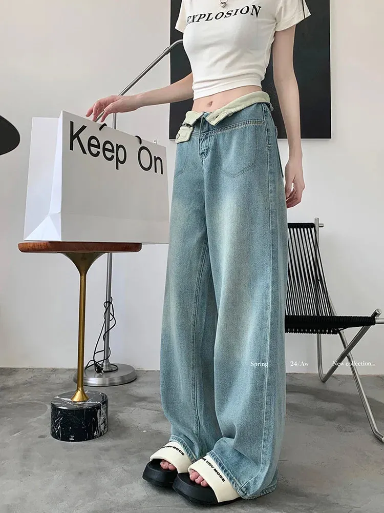 Vintage Washed Wide Leg Jeans