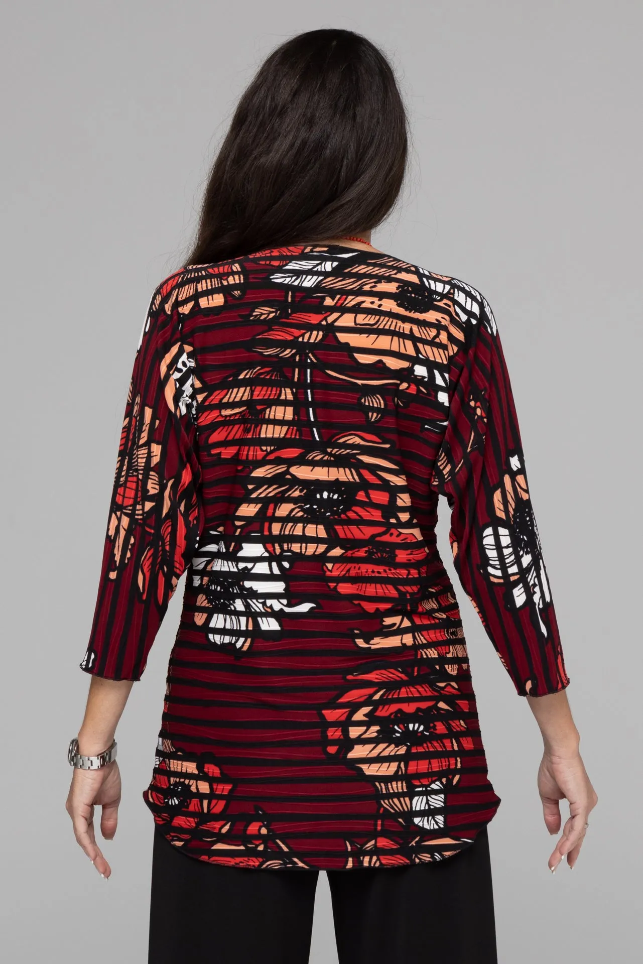 Windows Print 3/4 Sleeve Jersey Top