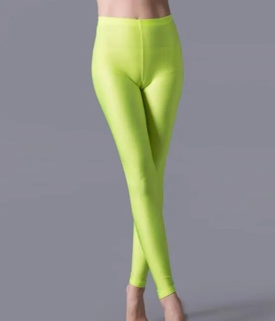 Women Casual Shiny Fluorescent Spandex Leggings