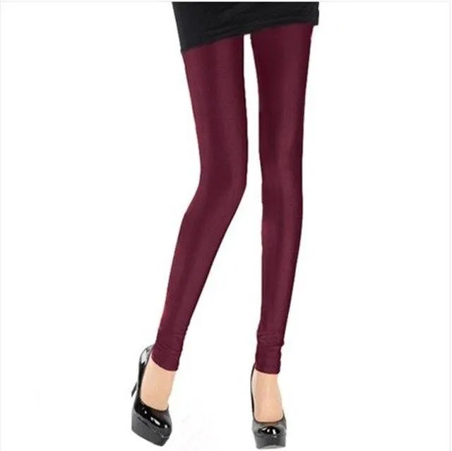 Women Casual Shiny Fluorescent Spandex Leggings