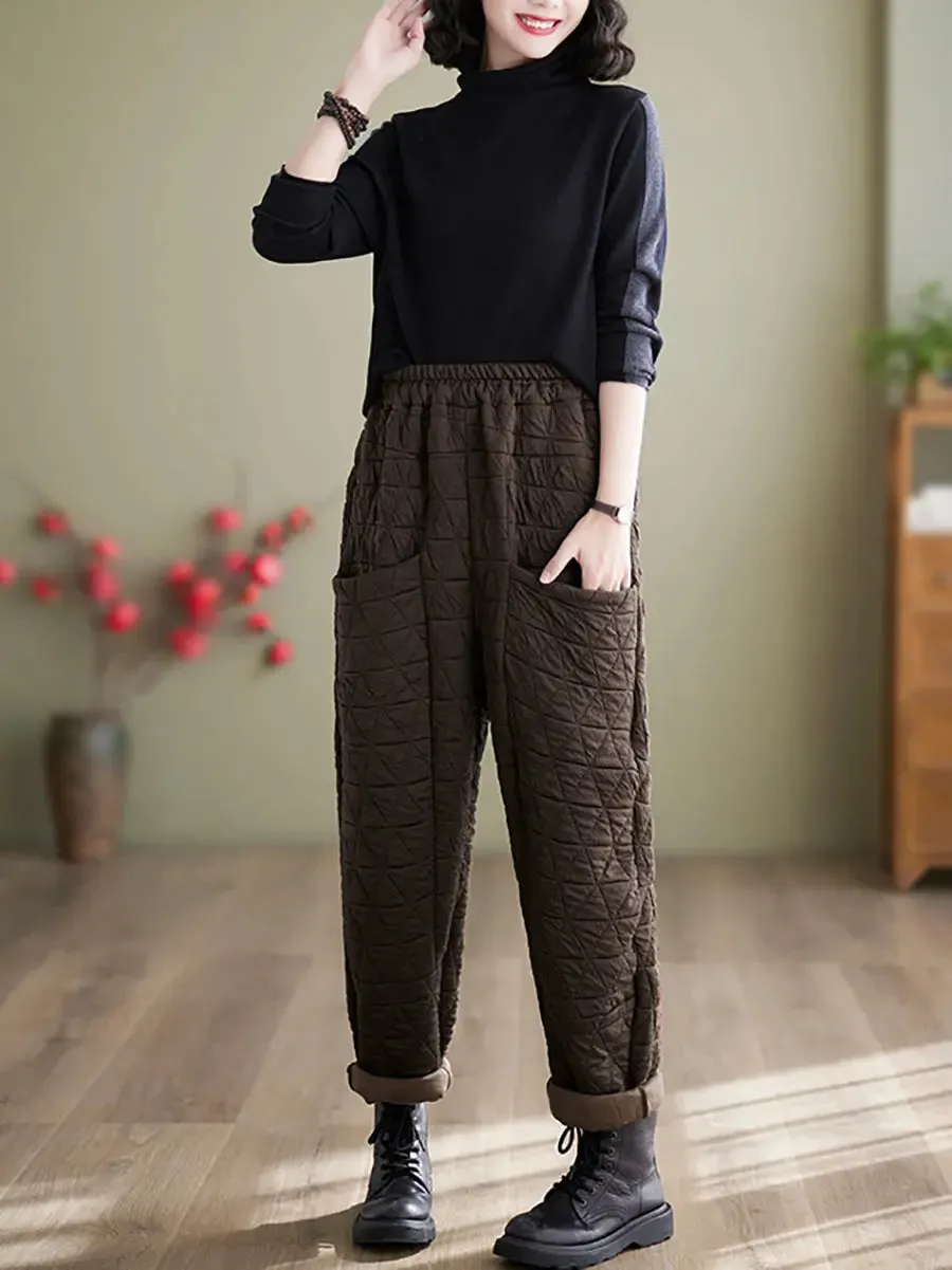 Women Solid Cotton Loosee Padded Harem Pants