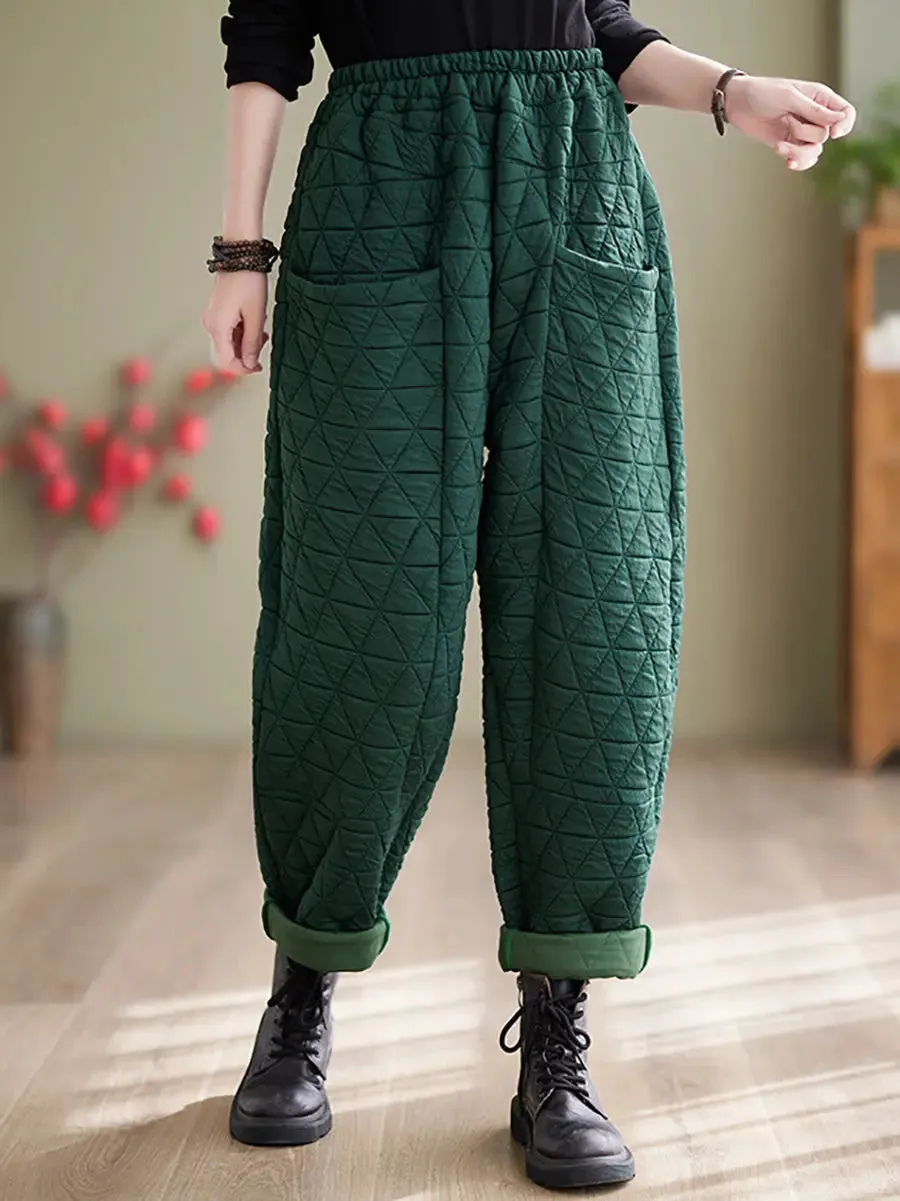 Women Solid Cotton Loosee Padded Harem Pants