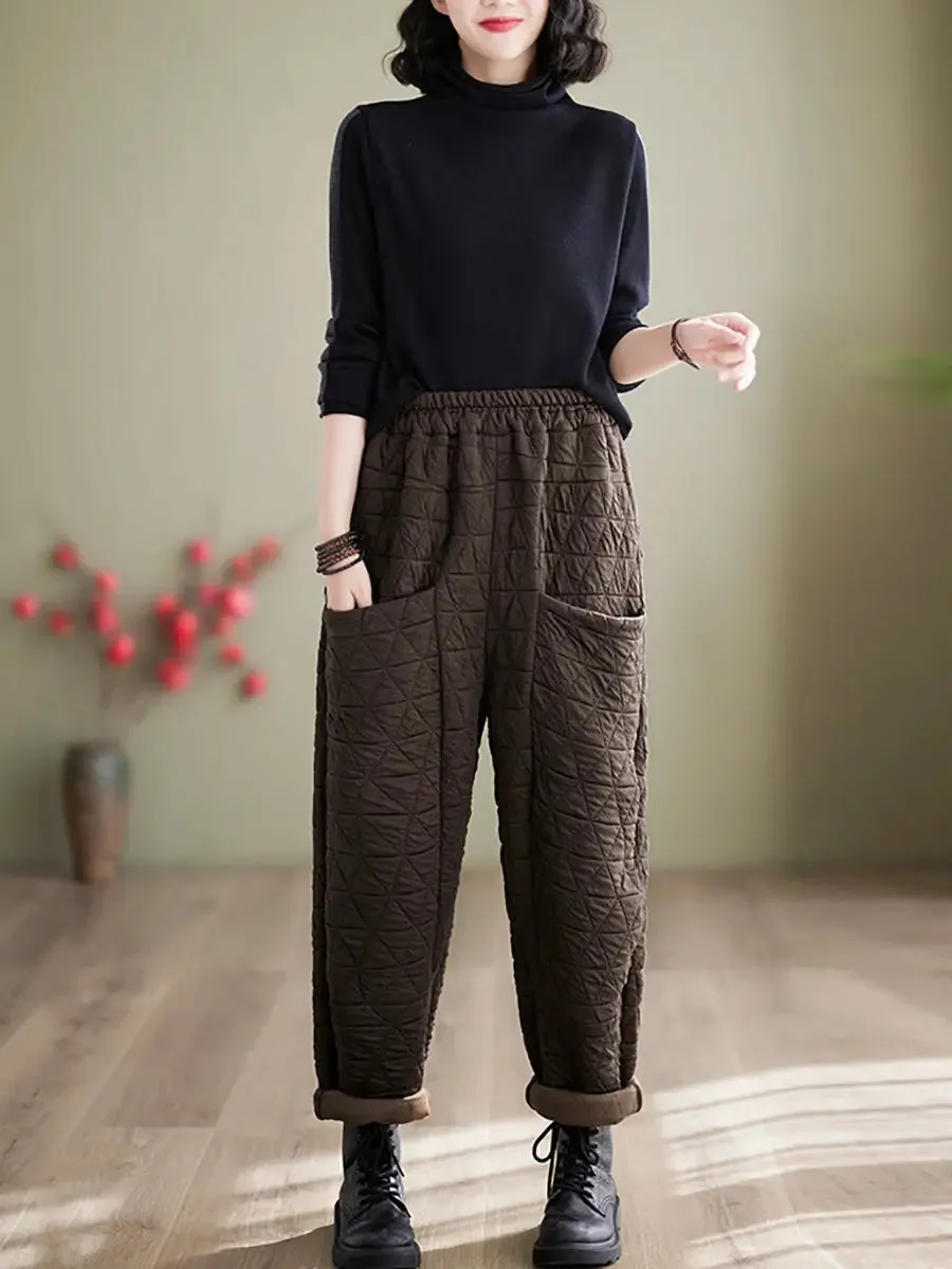 Women Solid Cotton Loosee Padded Harem Pants