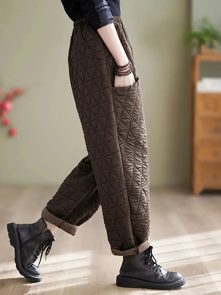 Women Solid Cotton Loosee Padded Harem Pants