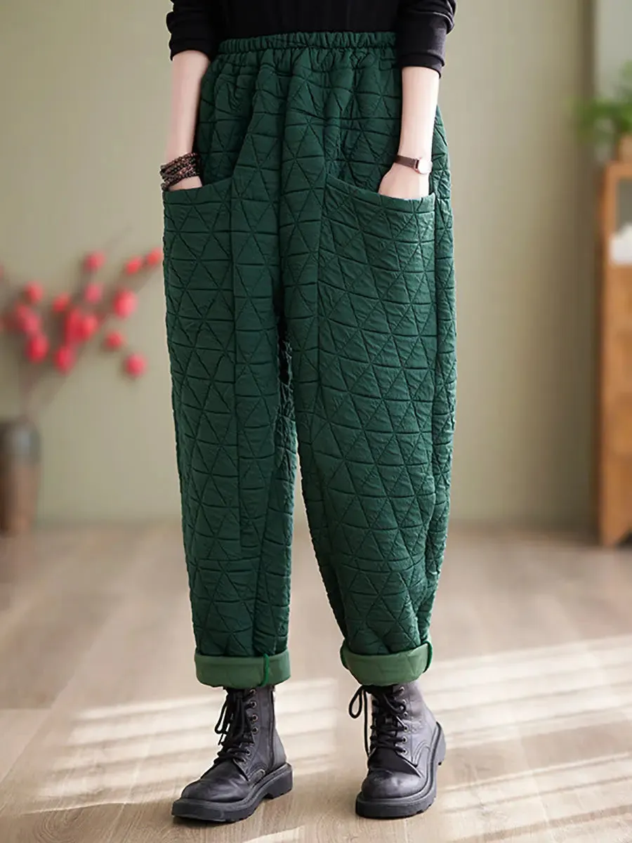 Women Solid Cotton Loosee Padded Harem Pants