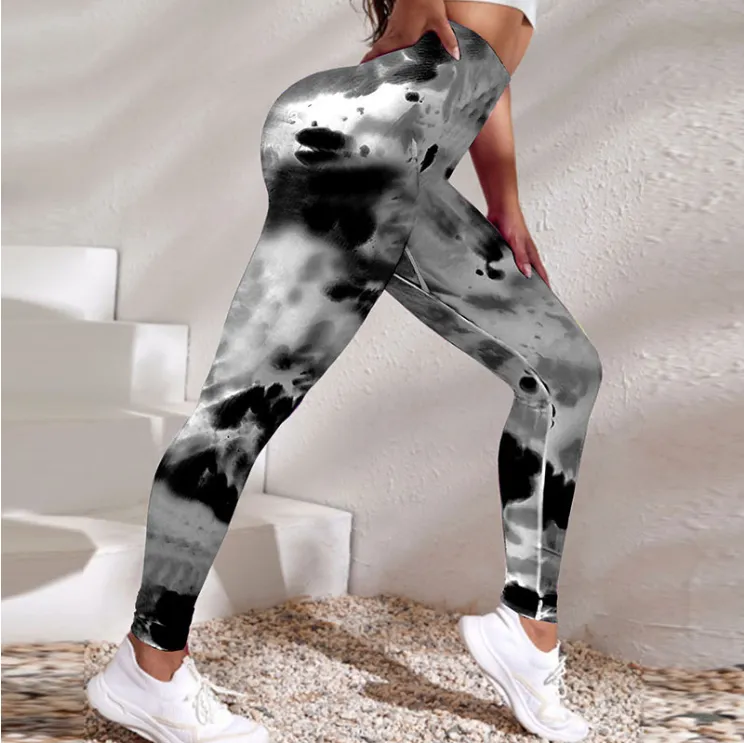 Women's Tie Dye High Waist Scrunch Sports Leggings, Seamless High Rise Spring Leggings, Compression Pants, Casual Comfy Breathable Skinny Pants for Yoga Gym Workout Running, Hip Lifting