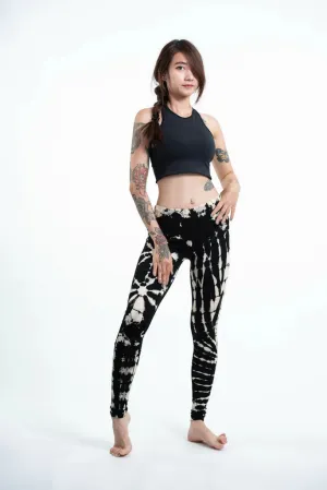 Women's Tie Dye Yoga Leggings - Black and White, Thailand