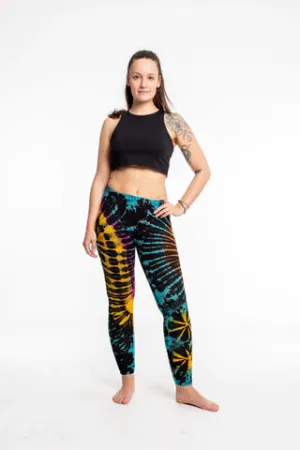 Women's Tie Dye Yoga Leggings - Festival Black, Thailand