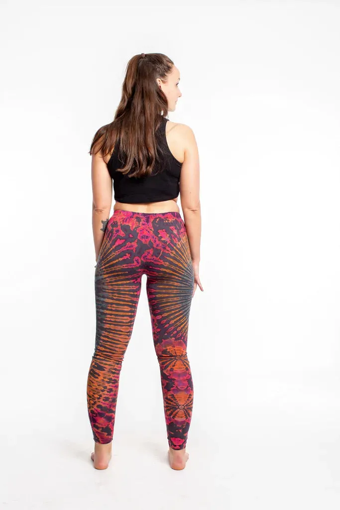 Women's Tie Dye Yoga Leggings - Gray and Pink, Thailand