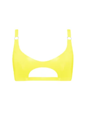 Yellow Cut Out Latex Bralette