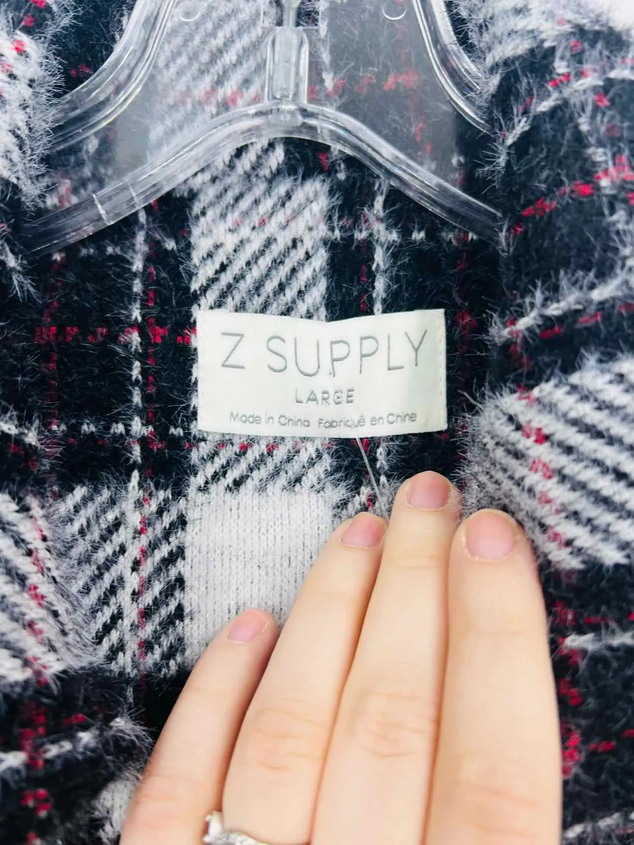 Z Supply Size L Gray/Black Plaid Jackets Shacket
