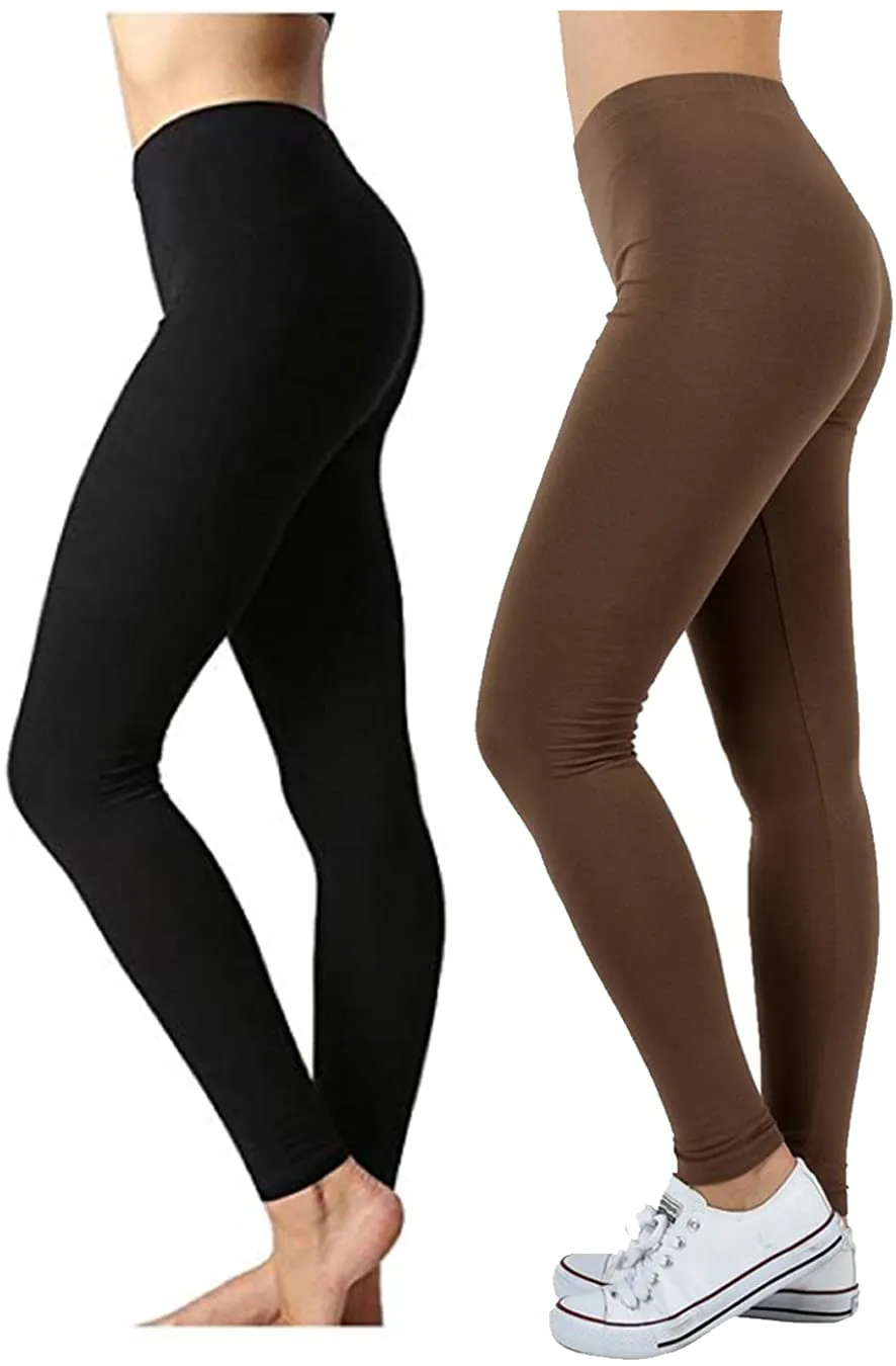 Zenana Outfitters Womens Full Length Cotton Solid Leggings