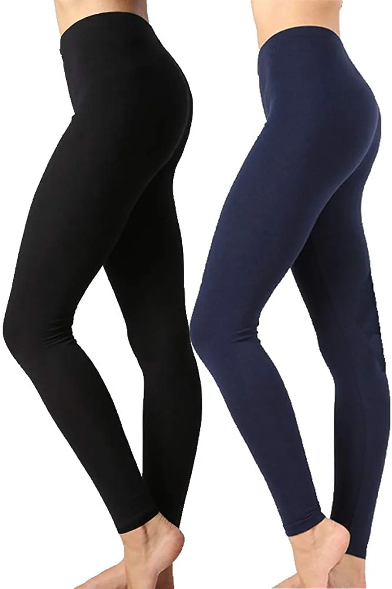 Zenana Outfitters Womens Full Length Cotton Solid Leggings